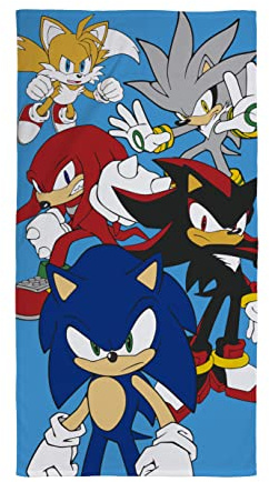 Character World Official Sonic The Hedgehog Towel | Super Soft Feel, Stars Design | Perfect The Home, Bath, Beach & Swimming Pool