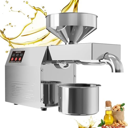 Automatic Oil extractor,Cold Hot Press Food Grade Stainless Steel Oil Extractor,820W Organic Oil Press Machine for Commercial Home Kitchen,Peanut Sesame Canola Coconut,110V