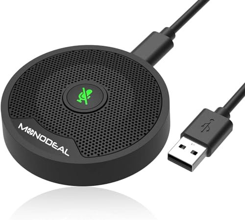 Monodeal USB microphone, Conference Microphone with Mute Button,pc microphone conference Upgraded USB for Laptop PC, Computer Zoom, Virtual School, Video Meeting, Skype