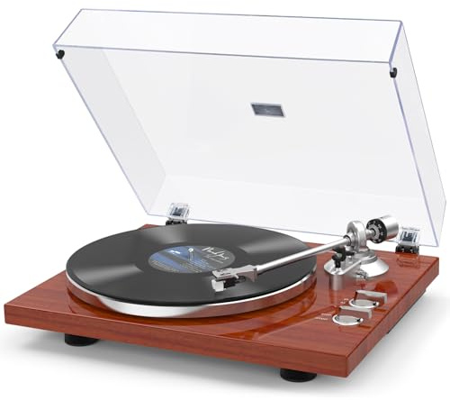 SeeYing Tourne-disque Bluetooth 33/45 tr/min avec préamplificateur phono, courroie d'entraînement, cartouche magnétique et contrepoids