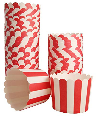 Staruby Pack de 50 Caissettes en papier pour muffins, Caissettes en Papier pour Cupcakes, Moules à Muffins, Enveloppes pour Fêtes, Anniversaires, Mariages, Bonbons et Décorations de Gâte Rouge