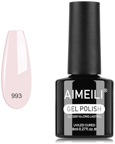 AIMEILI Vernis à Ongles Gel Naturel Rose Pale, Vernis Semi Permanent Soak Off UV LED Gel Polish Nail Art Manucure Longue Durée 8ml (993)
