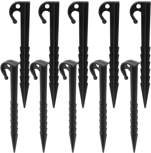 Abaodam Estacas para Tienda de Campaña Inflables 25 Unidades Negro Abs 14.5 Cm Clavos para Camping y Jardín Piquetas Resistentes para Fijar Carpas al Aire Libre