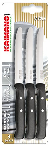 Kaimano KPM031103N Premium Coltelli da Tavolo, Acciaio Inossidabile, Nero, 3 unità