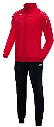 JAKO Trainingsanzug Herren Classico Rot XL I Schlichter & Bequemer Jogginganzug Herren I Jacken- & Ärmelabschllüsse mit elastischem Binding