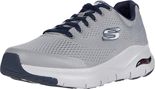 Skechers Herren Arch Fit Sneaker, Gray Textile Synthetic Navy Trim, 47.5 EU
