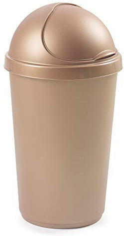 Whitefurze 30L Swing Top Bullet Bin Plastic Kitchen Household Rubbish Recycling Waste Bin Dustbin, Rose Gold