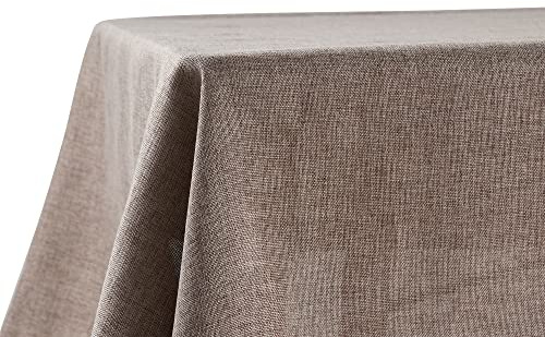 Decomira Bordsduk Vattenavvisande Linnelook - Fläckskydd, Tvättbar - Trädgårdsduk Utomhus, Dukmatbord - Brun Taupe - 150x300 cm