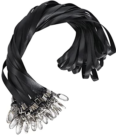 YiliYa 24 Stück Schwarz Schlüsselbänder Büro Abzeichen Lanyards | mit Metall Swivel Karabinerhaken Haken für Kartenhülle ID-Karten, Abzeichen, Schlüssel, Mitarbeiter, Studenten, Besucher