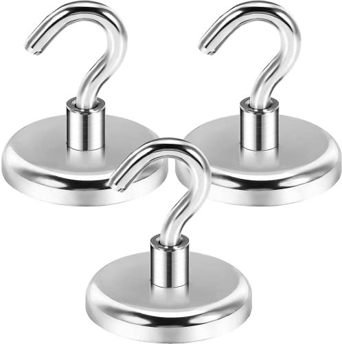 Wukong 72.5KG Crochet Aimanté Néodyme, 3 Pièces Gros Aimanté Puissants, 42mm Aimant Crochet Magnetique Puissant, Crochet Magnetique Puissant pour Cuisine, Réfrigérateur et Garage