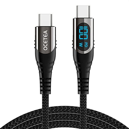 Ocetea 100W USB C auf USB C Kabel, 3M PD Schnellladekabel USB C Ladekabel QC5.0 with LED Display, Kompatibel mit iPhone 16 15 Pro Max, MacBook Pro Air, iPad Pro 2024, Galaxy S24 S23, Pixel 9/8