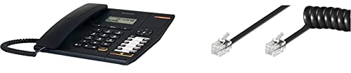 Alcatel Temporis 580 ATL1407525 - Telefono Analogico BCA Professionale Colore: nero & Goobay 50270 Cavo a Spirale per Cornetta Telefonica, Cavo Piatto; Nero; 2 metri