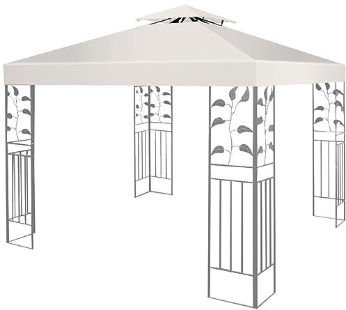 KOMFOTTEU 3 x 3 m paviljongstak, reservtak för lusthus, takpresenning för trädgård balkong strand, vattentätt paviljongersättningstak, dubbeltak ersättning (beige)