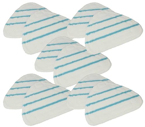 vhbw 10x Wischbezug kompatibel mit Clean Maxx Dampfreiniger, Dampfmop - Polyester/Polyamid Blau Weiß
