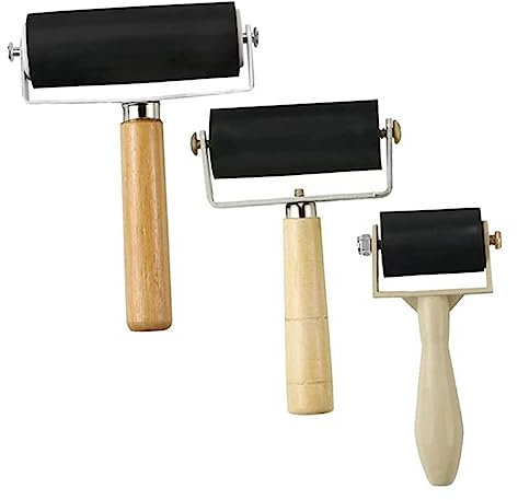 PHENOFICE 3stücke Gummiwalze Haushalts-bastelwalze Verschleißfeste Farbwalze Tragbare Farbwalze Kinderzubehör Kompakte Gummiwalze Kleine Bastelwalze Austauschbare Manuelle