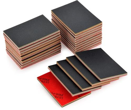 MAXMAN Schleifschwämme Set, 20 Stück Reusable Flexibles Schleifklotz, 800-1000 Körnung Handschleifblöcke, Schleifklotz 75x100mm, Schleifpads Für Effortless Metal, Holz, Farbe, Modell & Möbel