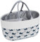 ilauke Wickeltisch Organizer & Baby Windelkorb – Tragbarer Windel Caddy mit Fächern, 39x25x18 cm, Wasserdichter Stoff & Filz, Grau-Weiß, Ideal für Wickelkommode und Babyparty Geschenk