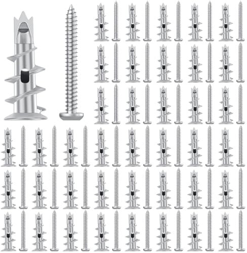 Chevilles pour Placoplatre, Chevilles pour Placoplatre Autoperceuses En Métal Avec Vis, 40 Pcs Vis Et Chevilles, pour Fixation Dans Béton Plaques Plâtre Briques