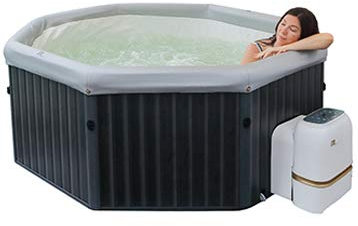 MSpa Whirlpool Tuscany | Piscina gonfiabile per 6 persone | 193x193x73cm | 138 getti massaggianti a 3 intensità | Disinfezione UVC e ozono | Design elegante | Uso tutto l'anno | interni ed esterni