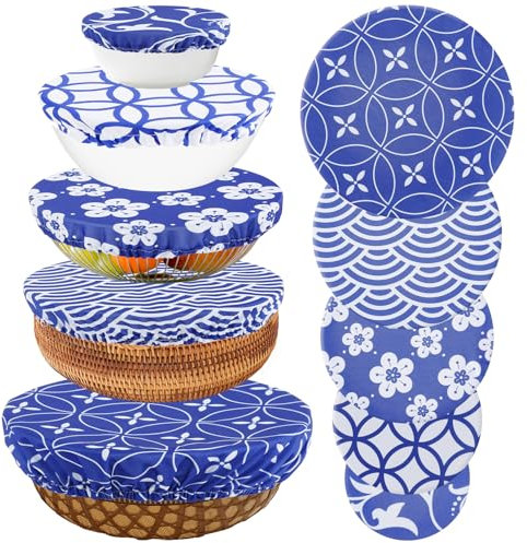 PATNFR Lot de 10 couvercles de bol réutilisables en tissu élastique pour le stockage des aliments, du pain, du levain, des fruits et des restes