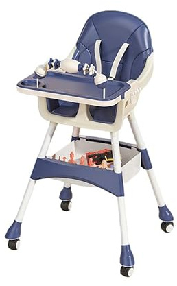 Portable High Chair,High Chairs for Babies and Toddlers,Multi-Use Easy Clean Baby High Chair with Lock Wheels, Comfortable Feeding and Place The Toy Storage Basket uuu