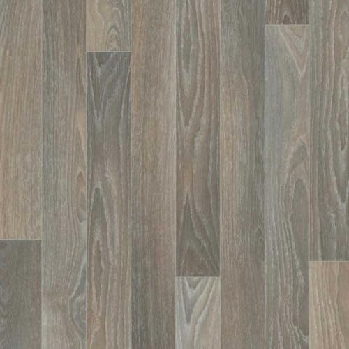 Vinyl Flooring Wood Oak Plank Effect Easy DIY Vinyl Flooring Roll | Non-Slip Easy Clean Waterproof Lino Vinyl Floor | Living Dining Room, Lounge, Hallway Flooring (Alu Brown, 2m x 3m)
