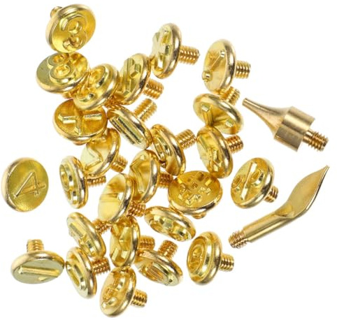 YOSADIER Set 2 Pezzi Punte per Pirografia con Alfabeto in Ottone, Strumenti per Incidere Lettere su Legno, Pelle e Carta, Kit Portatile per Artigianato Creativo e Fai da Te