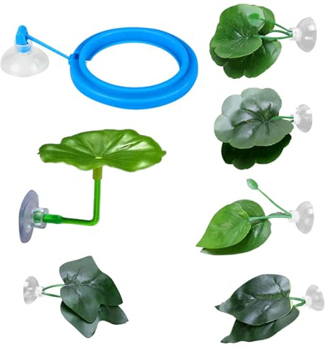 Integrity.1 Hoja Betta Acuario Decoración con Ventosa Plantas, Acuario Alimento Anillo, Planta de Hamaca de Hoja de Cama Betta, para un Descanso Ligero y Realista Simulando el Hábitat