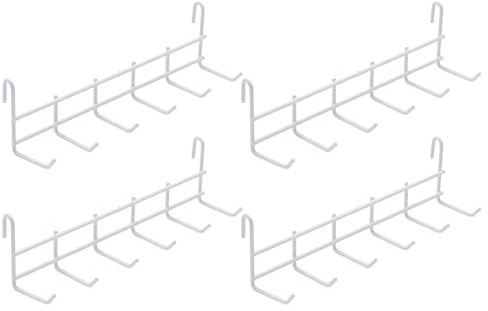 4 Pack Metal Grid Wall Hanging Hooks, Grid Wall Accessories, Heavy Duty Storage Hooks Rack for Door Back Wall Mount Storage and Display, Hook Attachment for Wire Shelving (4 x Hanging Hooks（White）)