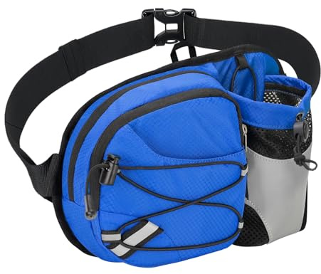 Dosurer Belt Bag with Bottle Holder Hydration Belt Waist Bag for Running Hiking Travel Camping, Blue (without drinking bottle), Belt bag