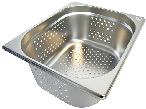 Getgastro GN 1/2 - Recipiente gastronorm (acero inoxidable, 9,5 L, 150 mm de profundidad, perforado)