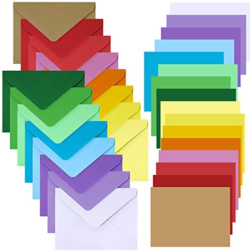 Supla 160 Sets 16 Colors Contour Flap Envelopes & Blank Single Panel Cards for Wedding, Kids, Graduation Gift & More