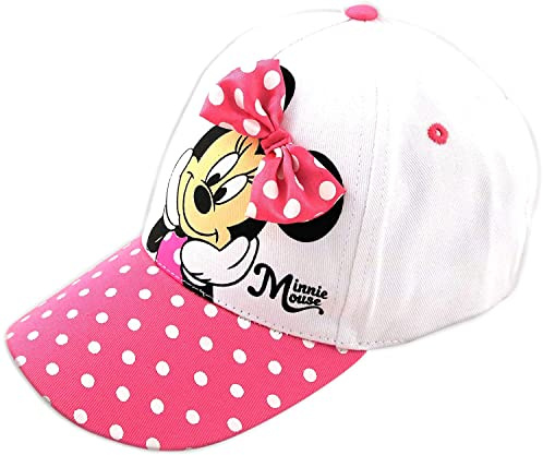Disney Minnie Mouse Kids Baseball Cap, Adjustable Hat with 3D Bow for Girls, Age 4-7 Years, Polka Dot