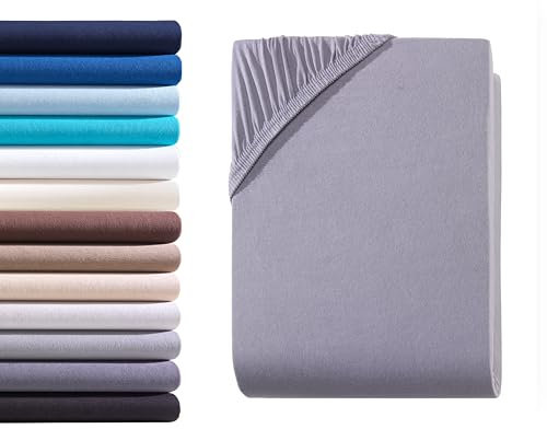 Hometex Premium Textiles Exclusive Boxspringbett Spannbettlaken | Bettlaken für hohe Matratzen | Extra starker Stoff 160 g/m² | Oeko-TEX® Made IN Green | 140-160x200-220 cm - Steghöhe 40 cm - Grau