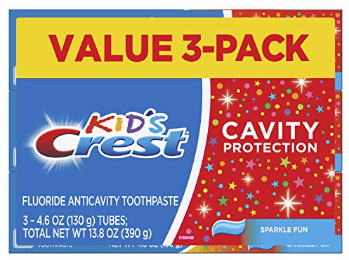 Crest Kid's Cavity Protection Toothpaste, Crest Kids Toothpaste, For Children And Toddlers 2+, Sparkle Fun, 4.6 Oz (Pack of 3), Toothpaste For Kids, Packaging may vary