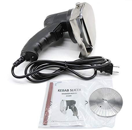 Coltello elettrico da 80 W in acciaio inox, lama rotonda, Electric Kebab Slicer, portatile, in acciaio inox turco e kebab
