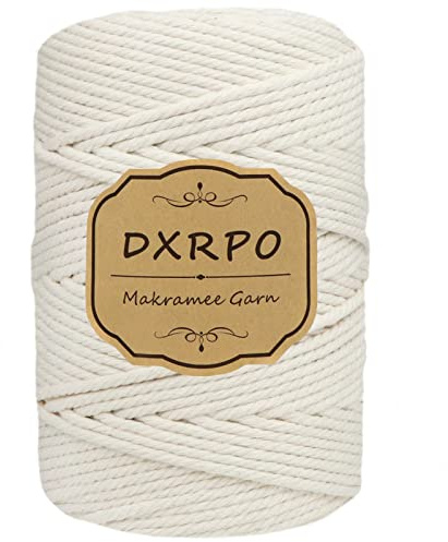 DXRPO Makramégarn, 4 mm x 120 m, makramébomullsgarn, för DIY, makramé, blomlåda makramé, juldekoration, presenter till goda vänner, växter, boho dekoration (beige)