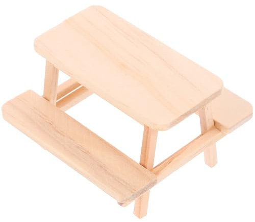 Puppenhaus Einteiliger Tisch Miniatur-puppenhausmöbel Mini-realistische Möbel Feengartenmöbel Puppenhaus-esstisch Mittagstisch Und Bänke Puppenmöbel Kleine Möbel Holz Haushalt