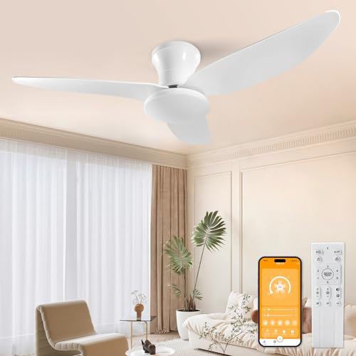 HaoDrisk 100CM-Ventilateur Plafond avec Lumiere avec Telecommande, 60W Ventilateur Plafond Silencieux 6 Vitesses Réversible, Ventilateur de Plafond Lampe Dimmable Timer pour Chambre Salon