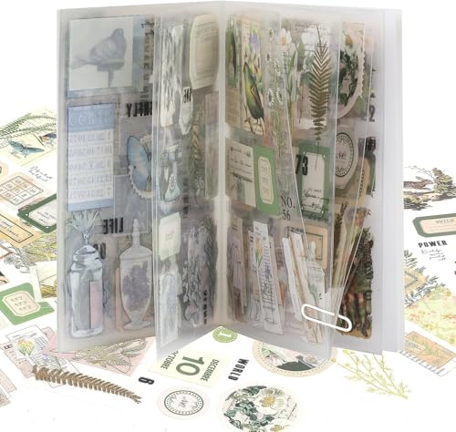 Vintage Scrapbook Stickers, 20 Pages Scrapbooking Supplies Book, Nature Green Island Sea Stickers for Scrapbook Accessories, Paper for Scrap Book Journal Notebook