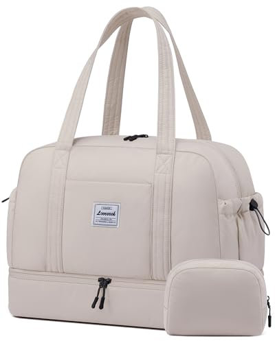 LOVEVOOK Reisetasche Damen Groß, Leicht Puffer Weekender Travel Duffle Bag Women Sporttasche mit Schuhfach Mommy Kliniktasche Geburt Carry On Cabin Luggage für Ryanair Easyjet Flugzeug Reise Gym