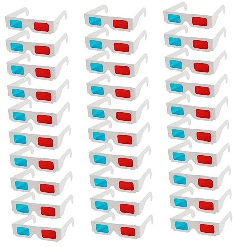 WATIIFUFU 30St 3D-Brille aus Papier Pappgläser rote und Blaue 3D-Brille rot Cyan 3D Brille Kinder ferngläser kinderferngläser schnapsgläser Papierbrille Anaglyph Filmbrille Anaglyph Weiß