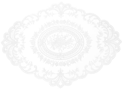 QUARKZMAN retro spets bordsset spetsduk 31 x 42 cm ovala broderade bordstabletter franska virkade underlägg koppmatta för hemmet bröllop, ren vit