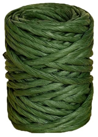 ALLWSLucky 12 Metri Carta Rafia, 4 mm Nastro di Rafia Naturale, Nastro Artigianale in Carta Per Confezioni Regalo, Tessitura, Artigianato, Decorazioni (verde scuro)