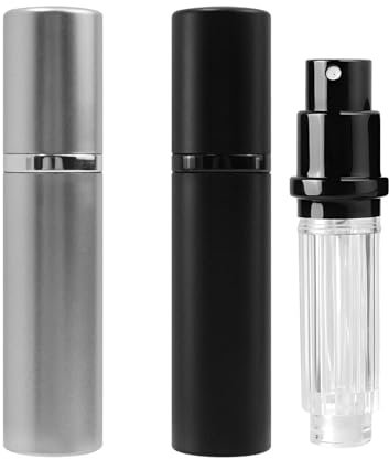2 Piezas Atomizador Perfume Recargable 5ml, Mini Frascos Atomizador Perfumes Relleno Inferior, Pulverizador Bote de Perfume Portable con Tapa Protectora para Viaje/Fiestas/Citas Mujer y Hombre