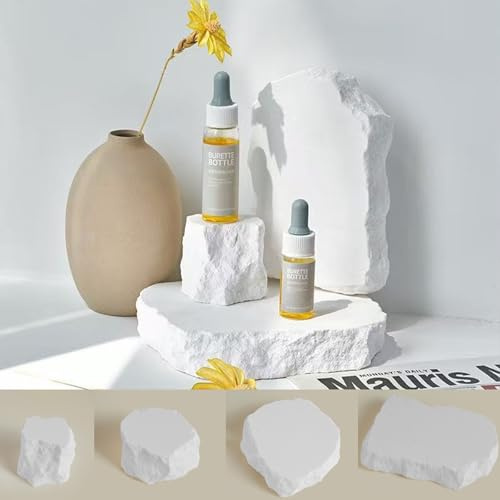 4pcs Original Design Product Photography Background Props Waterproof Hard Aromatherapy Plaster Cube Props for Photo Shooting Food Cosmetics Jewellery Ornaments Makeup (White)
