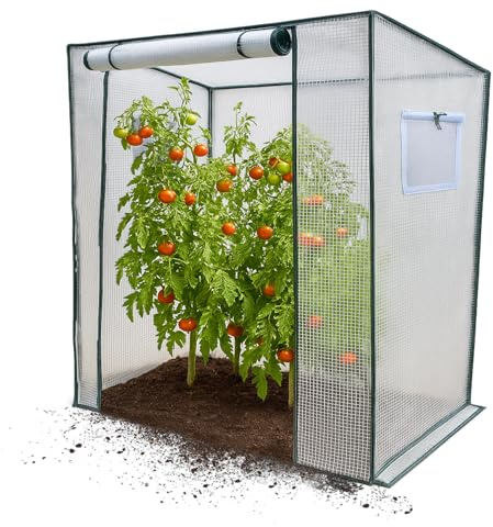 Gardj - Serra circolare con struttura rinforzata in tubi di acciaio zincato e copertura PE rinforzata | Porta con cerniera | Resistente ai raggi UV e al vento (Bianco, 1,98x0,77x1,68m.)