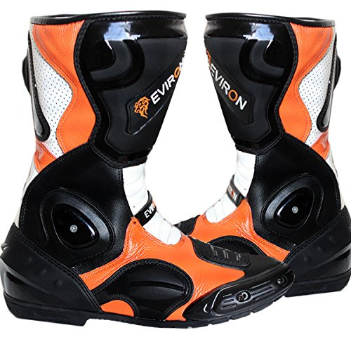 Bottes de protection moto noir orange, noir/orange, 42 2/3 EU