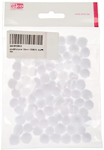 Efco 1002901 Pompons 10 mm 100 pcs Blanc Polyamide 17 x 15 x 2 cm