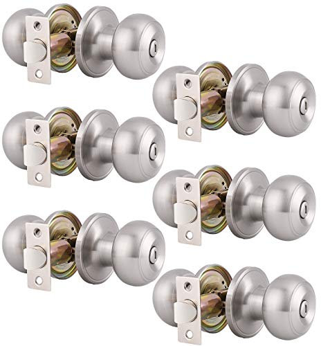 Gobrico - Pomos redondos de níquel satinado para puerta de entrada/pasaje, 1 – 10 unidades